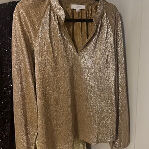 LOFT Metallic Gold Top